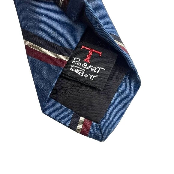 Robert Talbott Silk Tie Red Barn Blue Background Red White Blue Stripe Hand Sewn - Picture 5 of 7